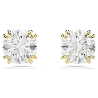 Stilla stud earrings, Round cut, White, 18K gold finish