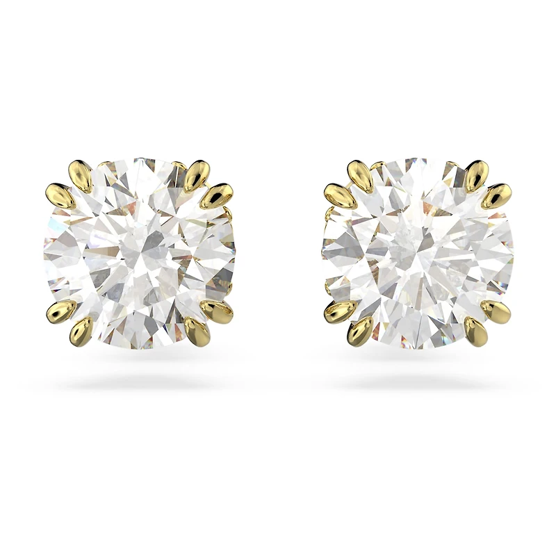 Stilla stud earrings, Round cut, White