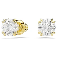 Stilla stud earrings, Round cut, White, 18K gold finish