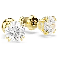 Stilla stud earrings, Round cut, White, 18K gold finish