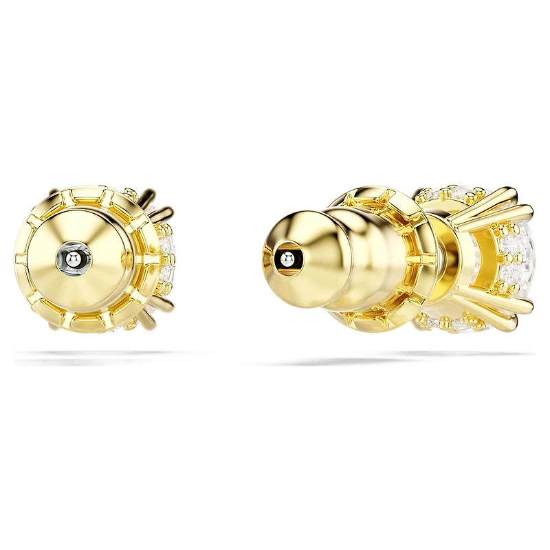 Stilla stud earrings, Round cut, White, 18K gold finish