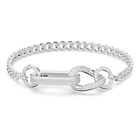 Dextera bracelet, Pavé, Mixed links, White, Rhodium plated by SWAROVSKI