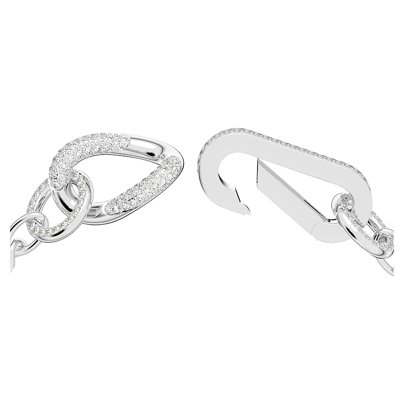 Dextera bracelet, Pavé, Mixed links, White, Rhodium plated by SWAROVSKI