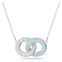 Dextera necklace, Pavé, Intertwined circles, Blue, Rhodium plated by SWAROVSKI