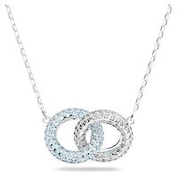 Dextera necklace, Pavé, Intertwined circles, Blue, Rhodium plated by SWAROVSKI