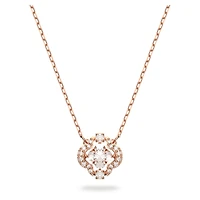 Una necklace, Clover, White, Rose gold-tone plated by SWAROVSKI