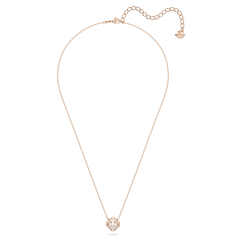 Una necklace, Clover, White, 18K rose gold finish