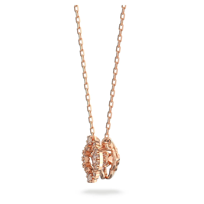 Una necklace, Clover, White, 18K rose gold finish