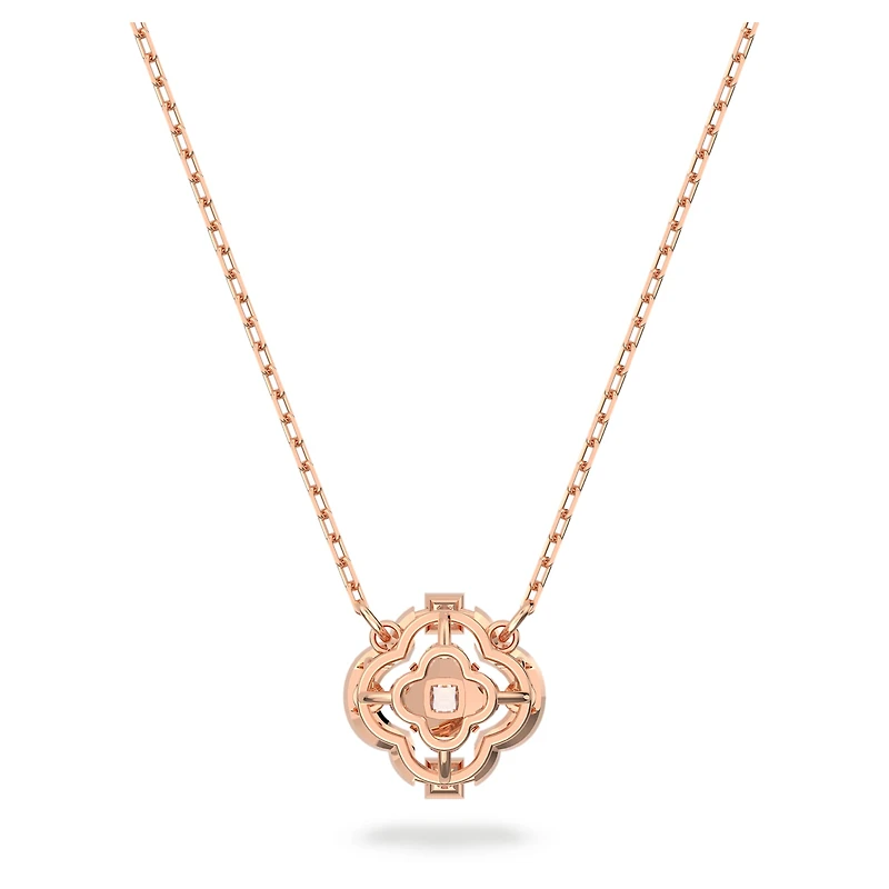 Una necklace, Clover, White, 18K rose gold finish