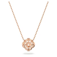 Una necklace, Clover, White, 18K rose gold finish