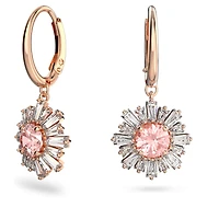 Idyllia drop earrings, Mixed cuts, Sun, Pink, 18K rose gold finish