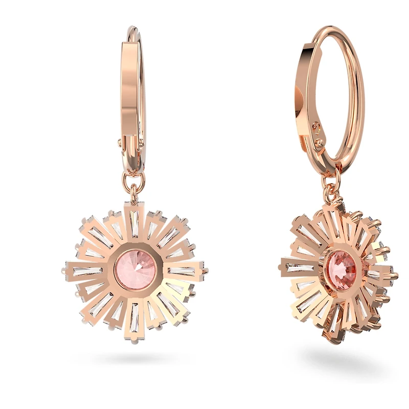 Idyllia drop earrings, Mixed cuts, Sun, Pink, 18K rose gold finish