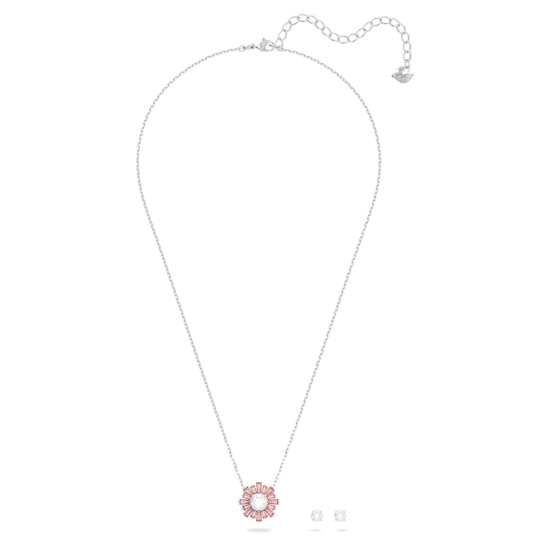 Idyllia set, Mixed cuts, Sun, Pink, Rhodium plated by SWAROVSKI