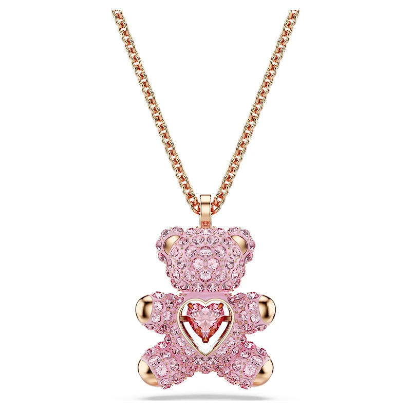 Teddy pendant, Bear, Pink, 18K rose gold finish