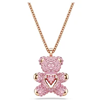 Teddy pendant, Bear, Pink, 18K rose gold finish