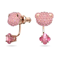 Teddy earring jackets, Bear, Pink, Rose gold-tone plated by SWAROVSKI