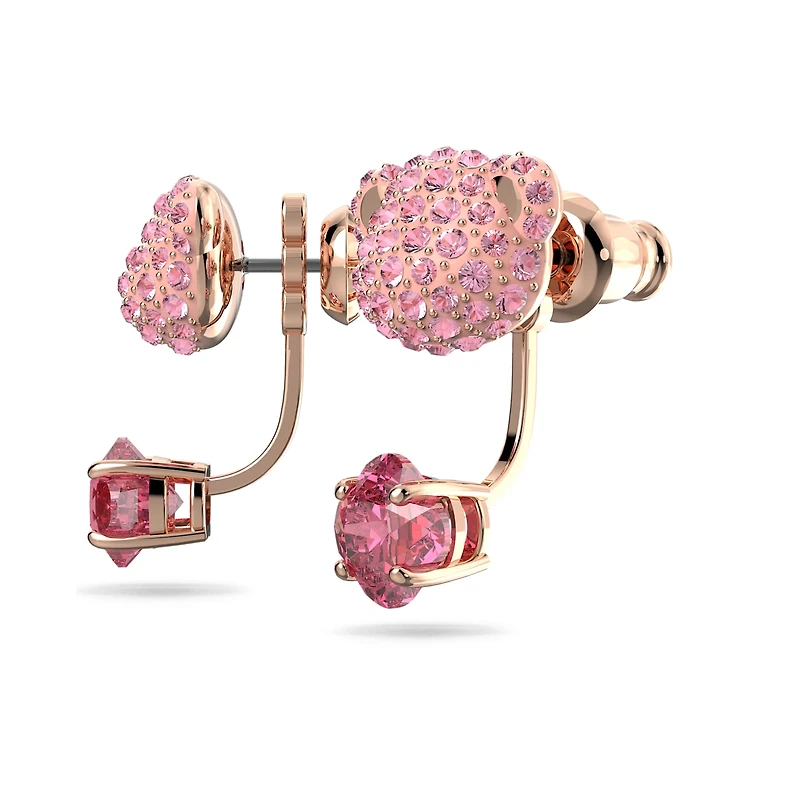 Teddy earring jackets, Bear, Pink, Rose gold-tone plated by SWAROVSKI