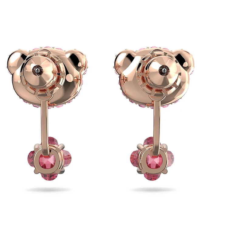 Teddy earring jackets, Bear, Pink, Rose gold-tone plated by SWAROVSKI