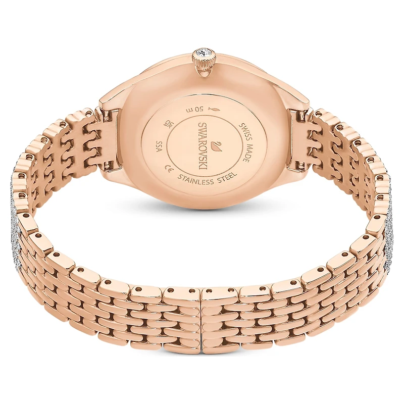 Attract watch, Swiss Made, Full pavé, Crystal bracelet, Rose gold tone, Rose gold-tone finish by SWAROVSKI