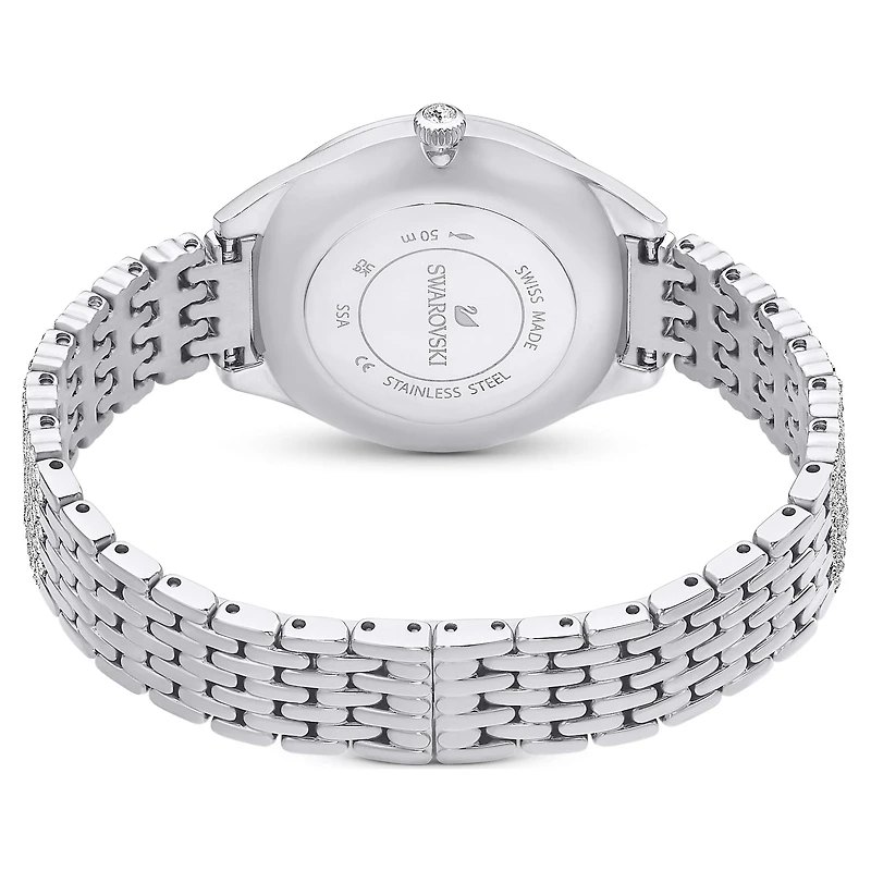 Attract watch, Swiss Made, Full pavé, Crystal bracelet, Silver tone, Stainless steel by SWAROVSKI