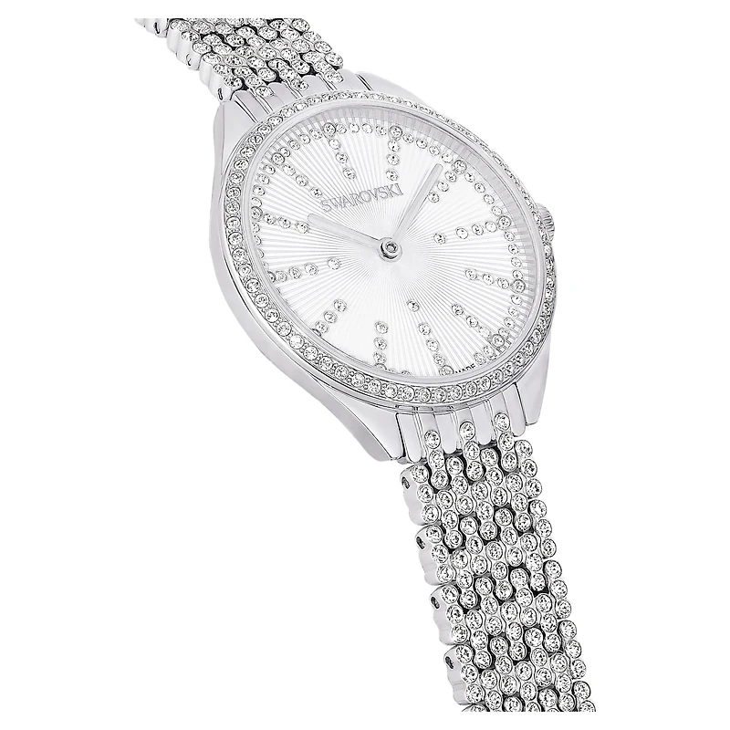 Attract watch, Swiss Made, Full pavé, Crystal bracelet, Silver tone, Stainless steel by SWAROVSKI