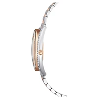 Crystalline aura watch, Swiss Made, Metal bracelet, Rose gold tone, Mixed metal finish by SWAROVSKI