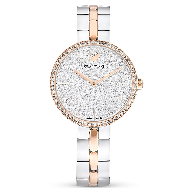 Cosmopolitan watch, Swiss Made, Metal bracelet, White, Mixed metal finish by SWAROVSKI