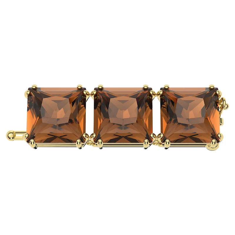 Millenia extender, Square cut, Brown, 18K gold finish