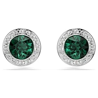 Una Angelic stud earrings, Round cut, Green, Rhodium plated by SWAROVSKI