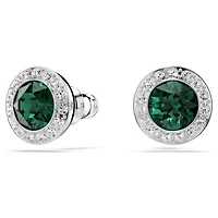 Una Angelic stud earrings, Round cut, Green, Rhodium plated by SWAROVSKI