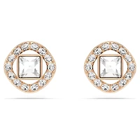 Una Angelic stud earrings, Square cut, White, 18K rose gold finish