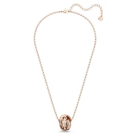 Hyperbola pendant, Intertwined circles, White, Rose gold-tone plated by SWAROVSKI