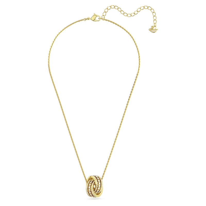 Hyperbola pendant, Intertwined circles, White, Gold-tone plated by SWAROVSKI