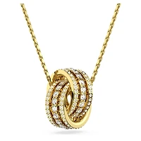 Hyperbola pendant, Intertwined circles, White, 18K gold finish