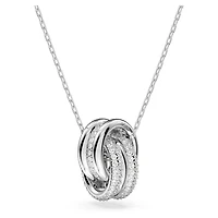 Hyperbola pendant, Intertwined circles, White, Rhodium plated by SWAROVSKI