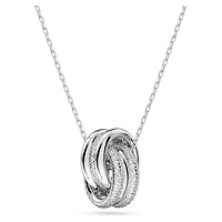 Hyperbola pendant, Intertwined circles, White, Rhodium plated by SWAROVSKI