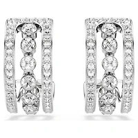 Hyperbola hoop earrings, White, Rhodium plated by SWAROVSKI