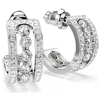 Hyperbola hoop earrings, White, Rhodium plated by SWAROVSKI