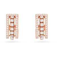 Hyperbola hoop earrings, White, 18K rose gold finish