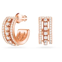 Hyperbola hoop earrings, White, 18K rose gold finish