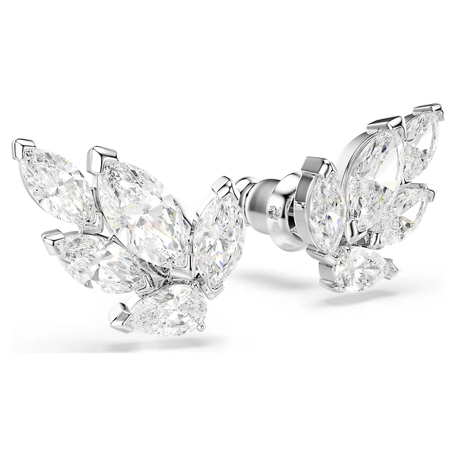 Shop Swarovski Baron necklace, Leaf, Gray, Rhodium plated by