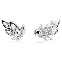 Louison stud earrings, Leaf, White, Rhodium plated by SWAROVSKI