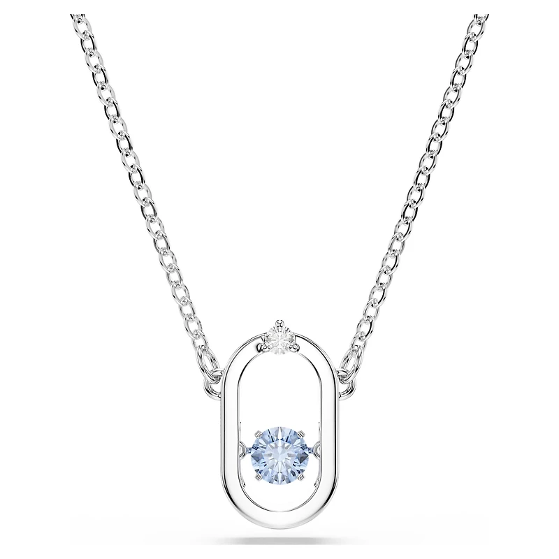 Una necklace, Round cut, Oval shape, Blue, Rhodium plated by SWAROVSKI