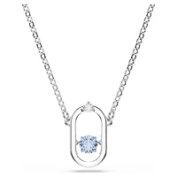 Una necklace, Round cut, Oval shape, Blue, Rhodium plated by SWAROVSKI