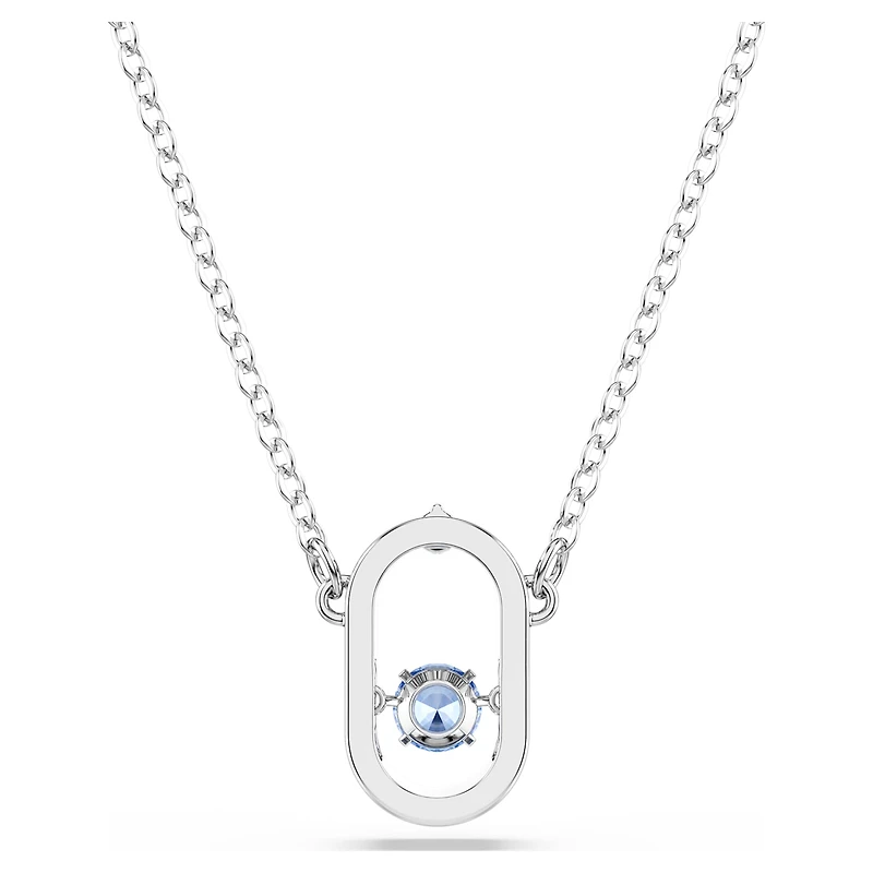 Una necklace, Round cut, Oval shape, Blue, Rhodium plated by SWAROVSKI