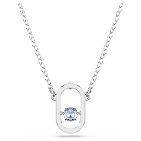 Una necklace, Round cut, Oval shape, Blue, Rhodium plated by SWAROVSKI