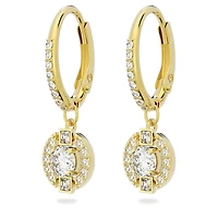 Una drop earrings, Round cut, White, Gold-tone plated by SWAROVSKI
