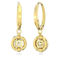 Una drop earrings, Round cut, White, 18K gold finish
