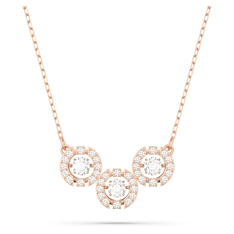 Swarovski Sparkling Dance Trilogy necklace, Round cut, White, Rose gold-tone plated by SWAROVSKI