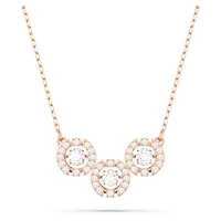 Swarovski Sparkling Dance Trilogy necklace, Round cut, White, Rose gold-tone plated by SWAROVSKI